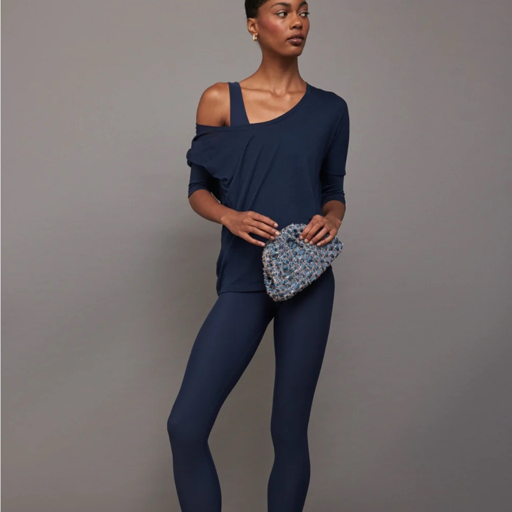 NWT Carbon38 Navy Off-Shoulder 3/4 Sleeve Top | Relaxed Fit Loungewear